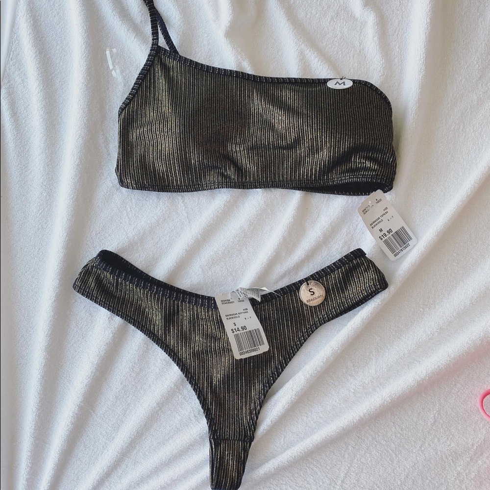 F21 gold and black bikini